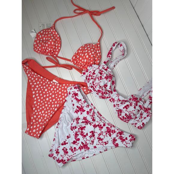 NWT Cupshe Reversible Polka Dot Bikini Top & Extra Cheeky Bottoms Set BUNDLE M - Picture 2 of 7